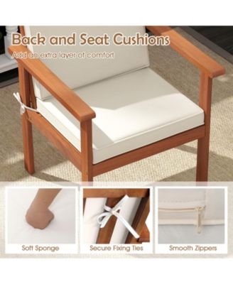 8 Pieces Patio Furniture Set, Acacia Wood Porch Chairs w/ Table