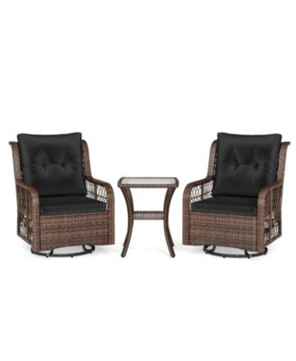 Set Of 3 Patio Furniture w/ 2-Tier Side Table and Cushions for Porch