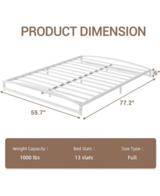 Full Low Bed Frame 6 Inch Heavy Duty Metal Platform Mattress Foundation Noise-Free No Box Spring Easy Assembly