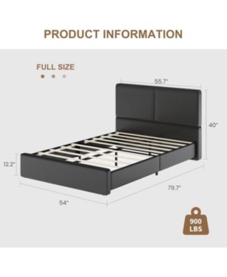 Upholstered Platform Bed Frame with 2 Storage Drawers, Faux Leather Low Profile Bed Base with Wood Slat Support, No Box Spring Needed.
