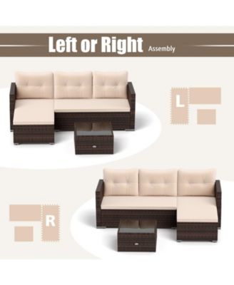 4 Seats Outdoor Patio Furniture Set L-Shaped Couch Set for Yard