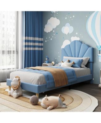  Velvet Upholstered Platform Bed Adjustable Headboard Wood Slat Support No Box Spring Easy Assembly