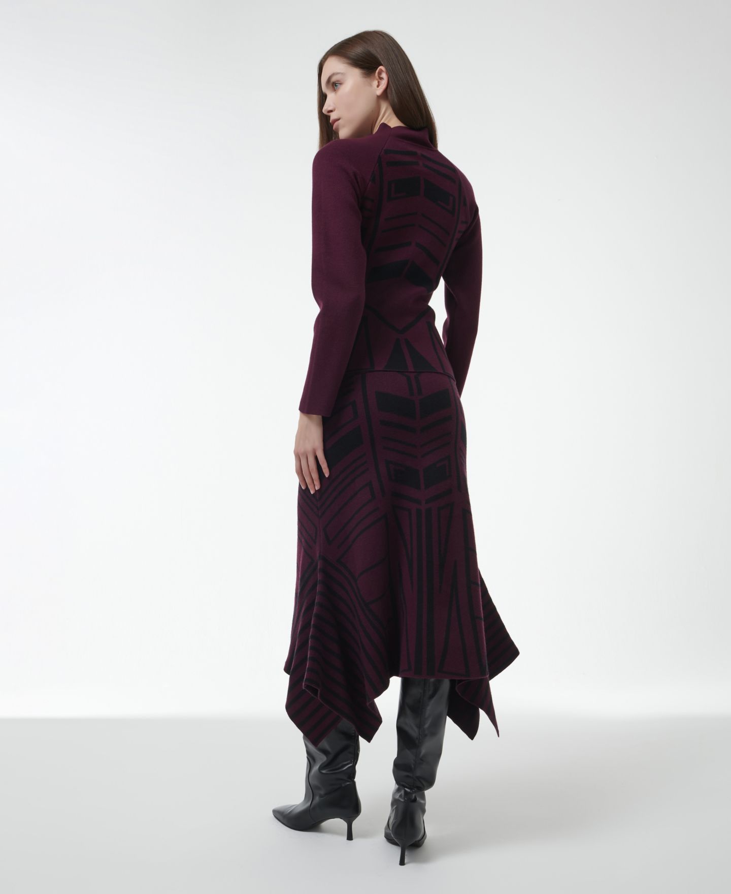 Женский топ Leem Geometric Jacquard Fitted Knit, цвет: Красный — фото 3