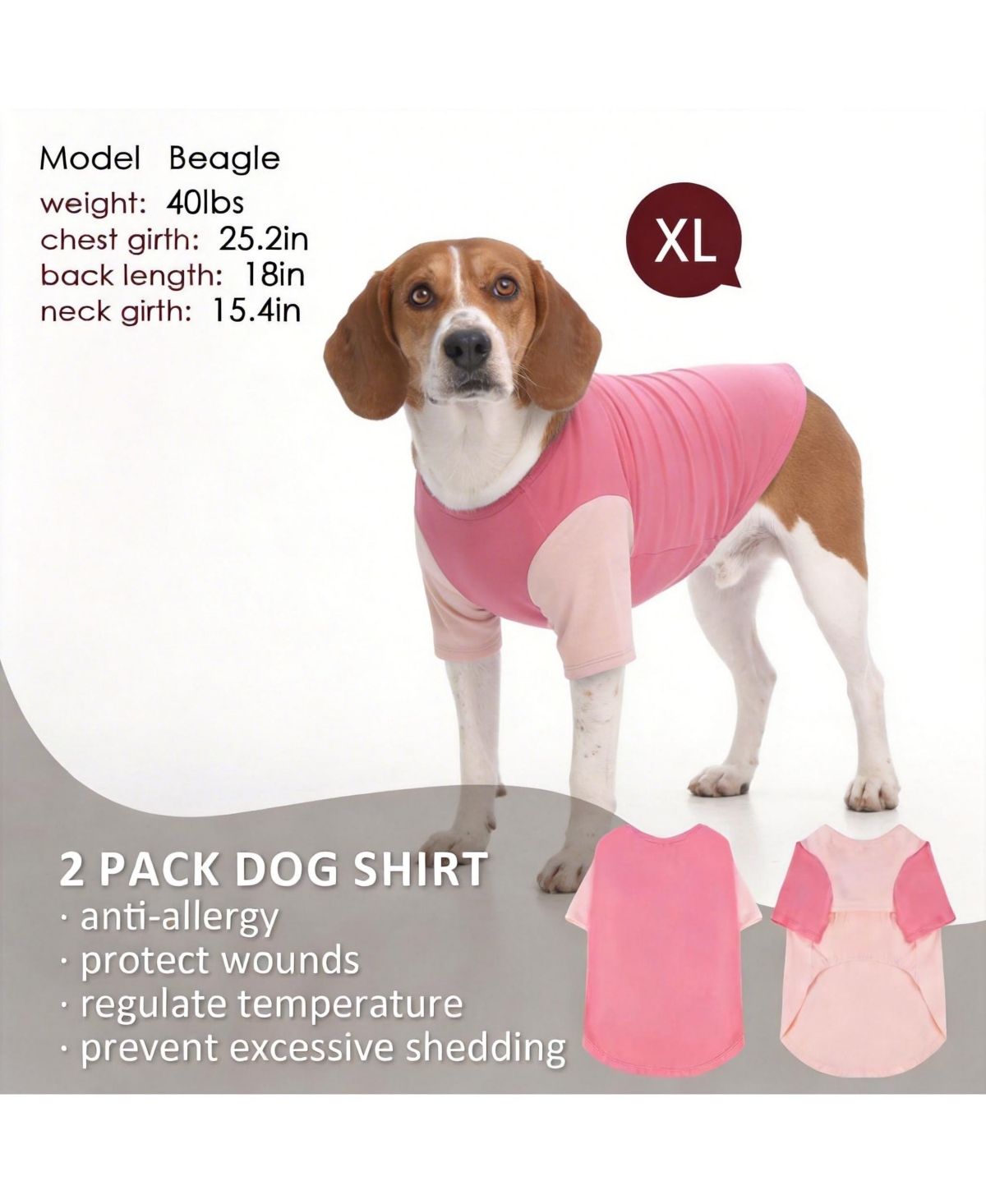 Aronkl 2 Pack Breathable Cotton Spandex Dog T-shirts for Year-Round Comfort