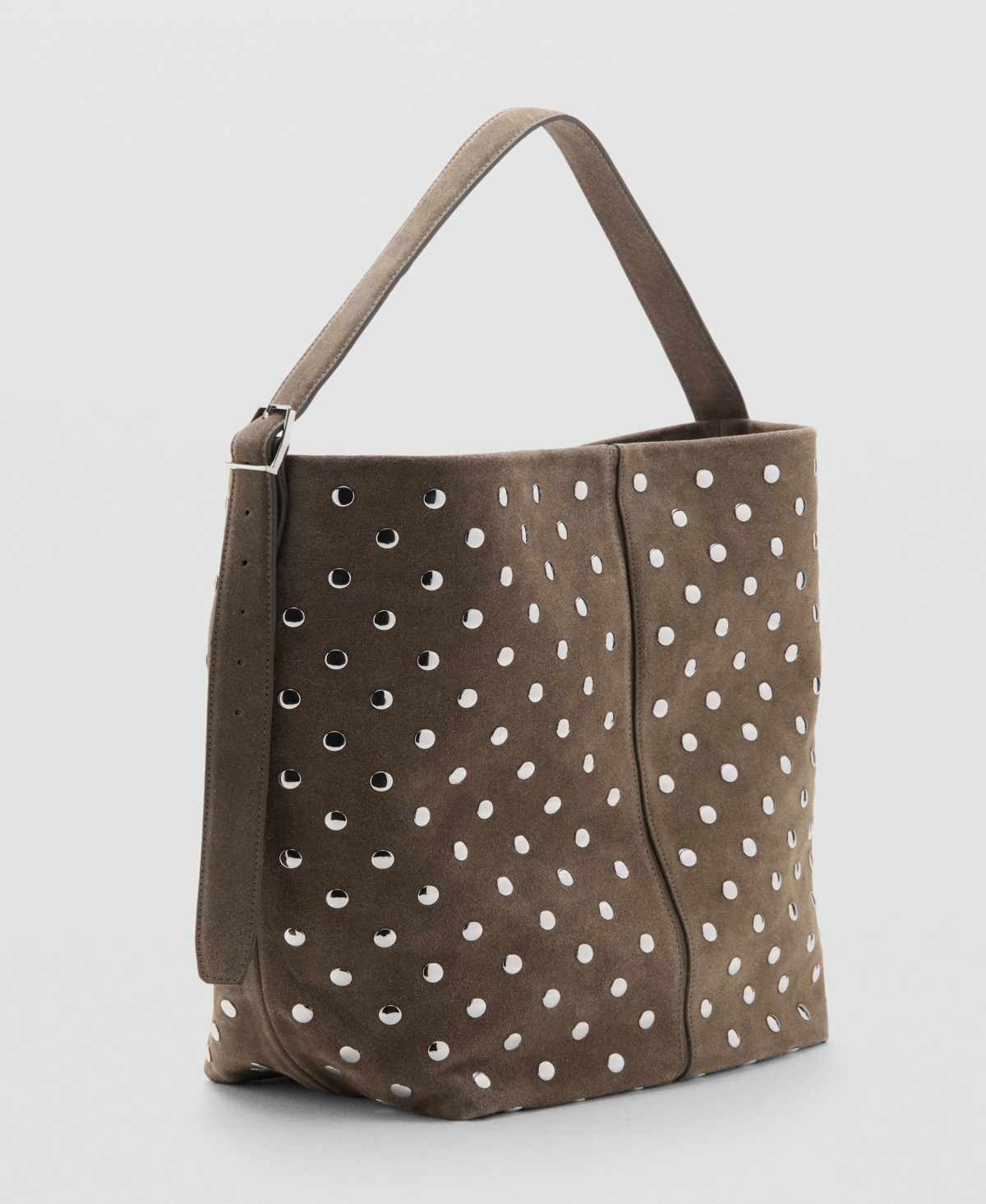 Mango Women's Studded Suede Bucket Bag