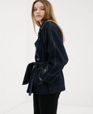Women's Denim Belt Trench Coat