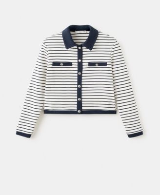 Women's Jewel Buttons Striped Cardigan
