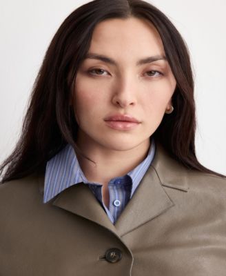 Women's Faux-Leather Pockets Jacket