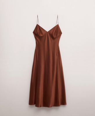 mango fitted satin dress Asymmetrical satin dress - Women
