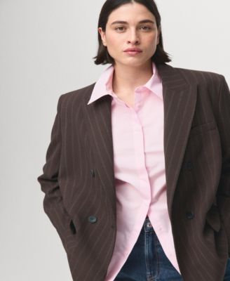 Women's Double-Breasted Pinstripe Suit Blazer