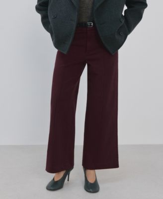 Women's Seam Detail High-Waisted Wide Leg Jeans