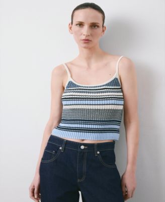 Women's Striped Knitted Fitted Top