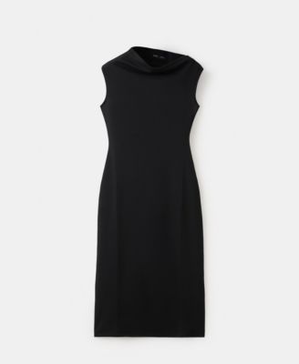 Women's Asymmetrical-Neck Midi Dress