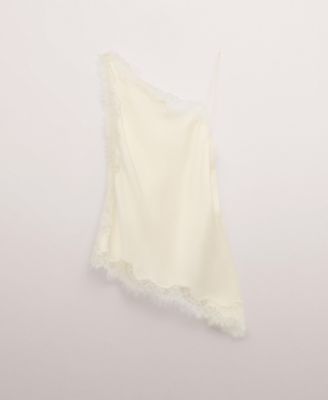 Women's Asymmetric Satin Lace Top