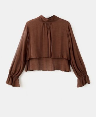 Women's Ruffled High-Neck Blouse
