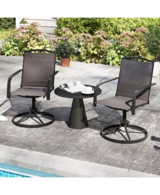 Patio Swivel Chairs Set of 4 w/ High Back and Round Metal Base for Backyard