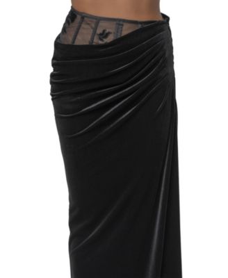 Women's Velvet And Lace Maxi Skirt