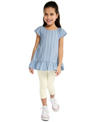 Girls' 4-6X Striped Denim Tunic and Capri Leggings, 2-Piece Set