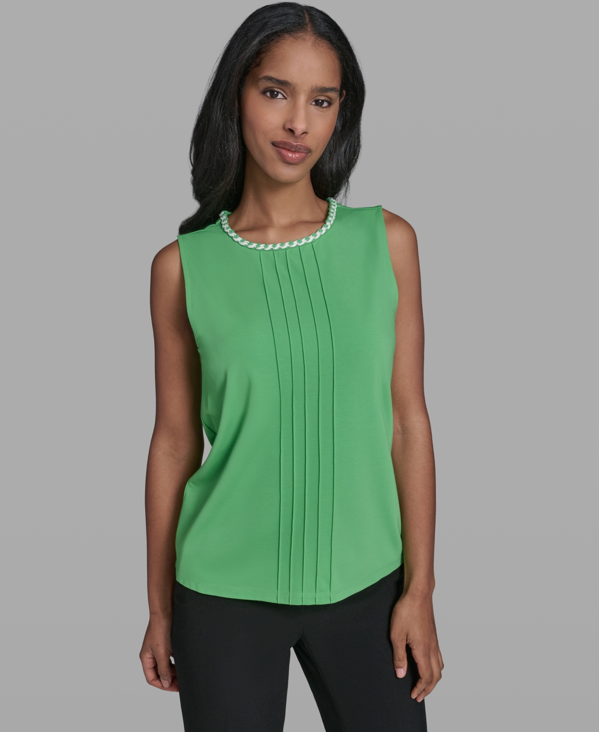 Karl Lagerfeld Paris Women's Crew Neck Sleeveless Blouse