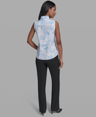 Women's Collared Sleeveless Blouse