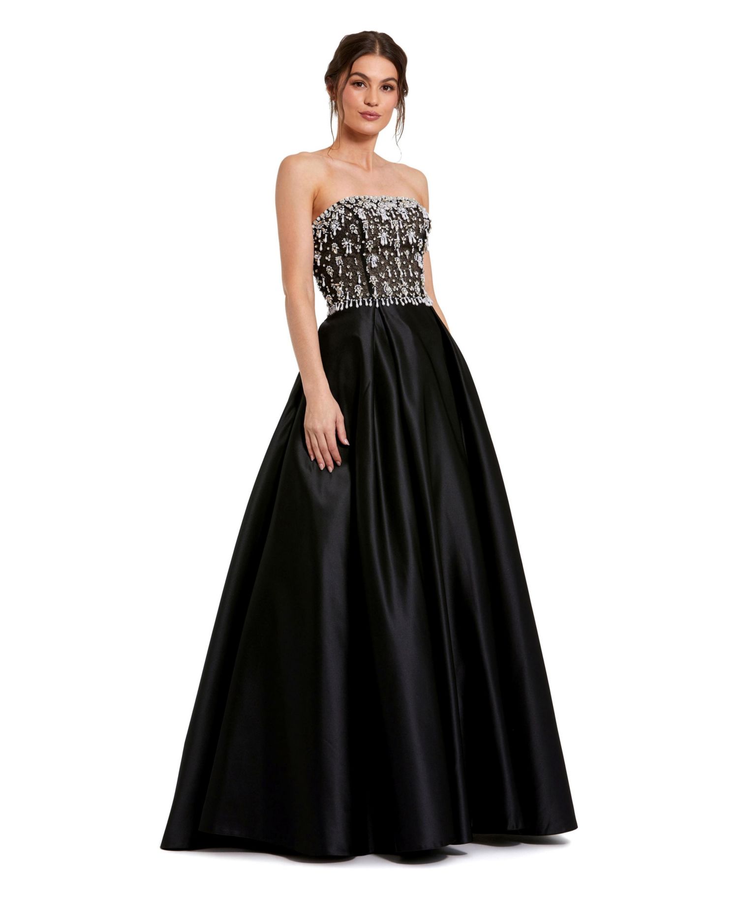 Women's Strapless Embellished Top Satin Ballgown
