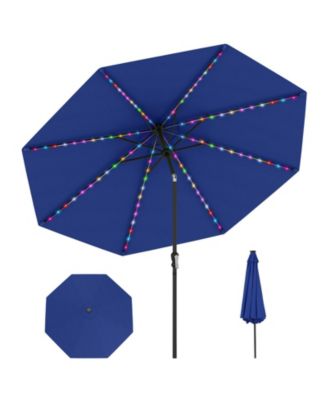 10 FT Solar Patio Umbrella w/96 Multi-colored LED Lights & 9 Modes Vented Top