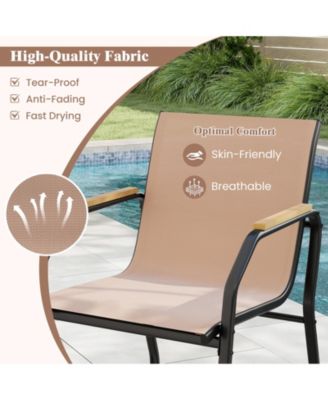 5 PCS Patio Dining Set w/ Wood-like Armrests & Metal Frame for Garden Yard