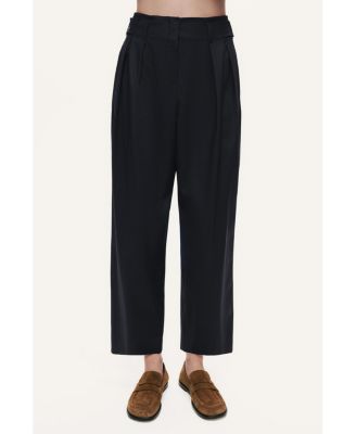 Women's Pleated Tapered Crop Trousers