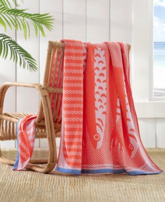 Cotton Sardine Jacquard Beach Reversible Towel, 40" x 70"