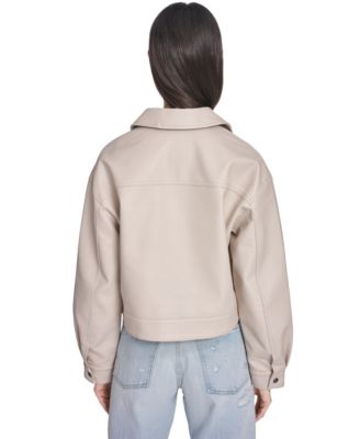 Women's Faux Leather Relaxed-Fit Zip-Front Jacket