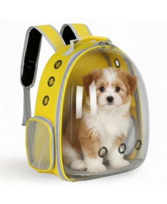 Breathable Transparent Pet Carrier Bag for Cats & Small Dogs – Portable Space Capsule with Zipper, Yellow, Ideal for Travel & Outdoor Adventures