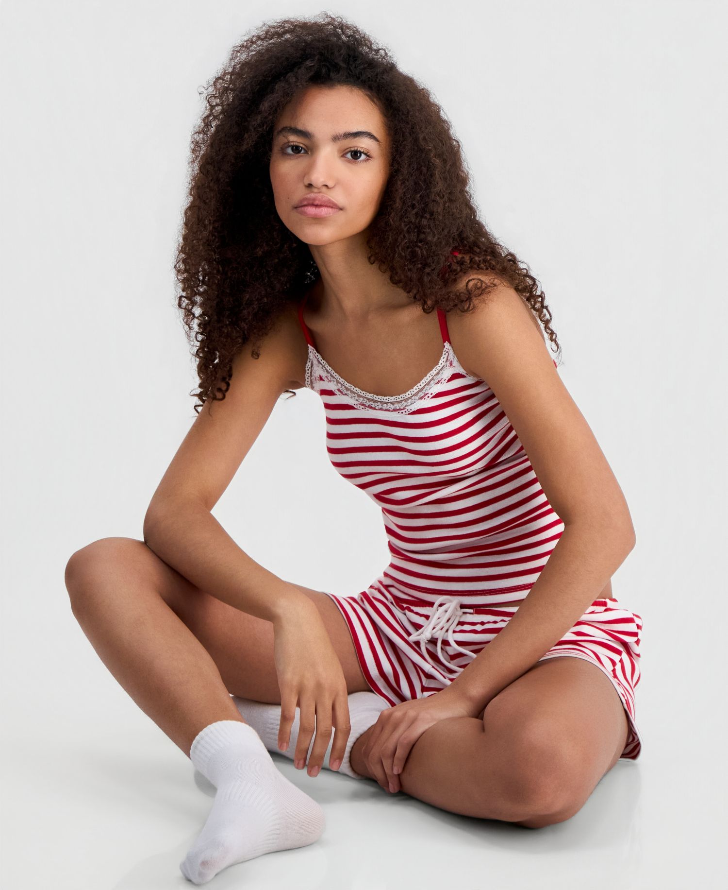 Juniors' Printed Cotton Drawstring Lounge Shorts