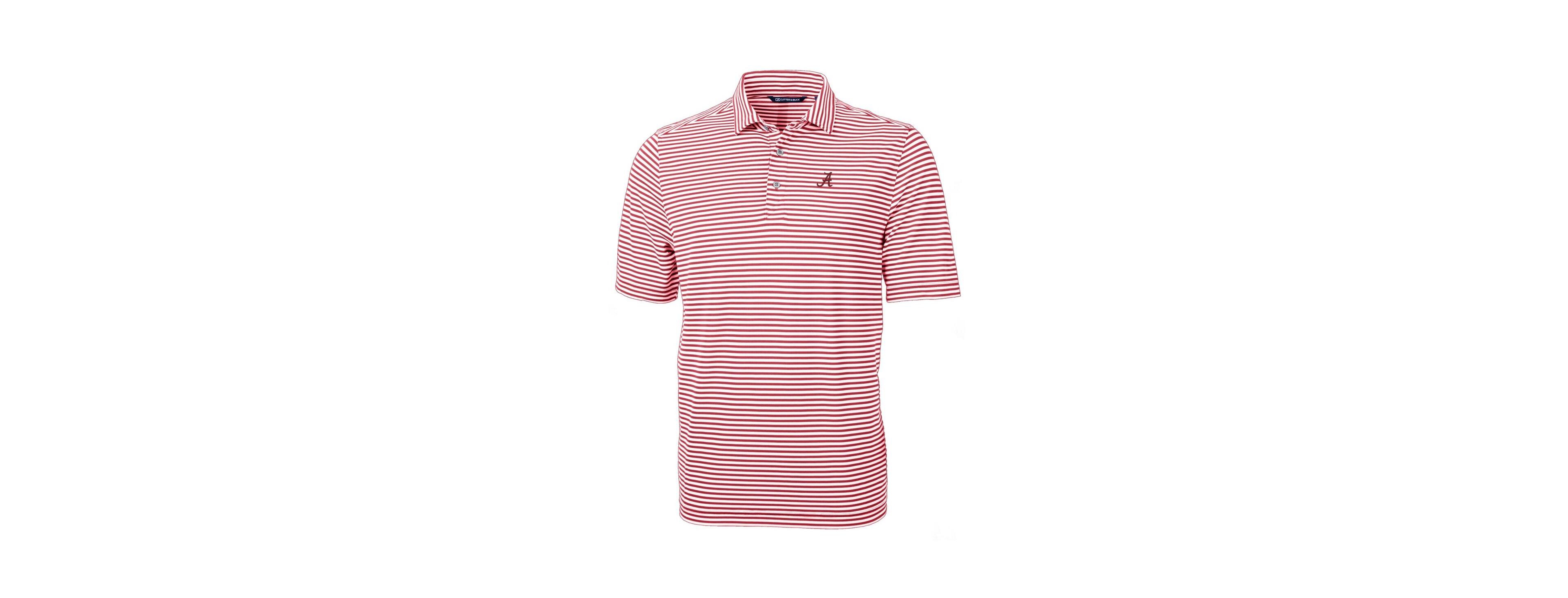 Cutter & Buck Men's Crimson Alabama Crimson Tide Virtue Eco Pique Stripe Polo Shirt