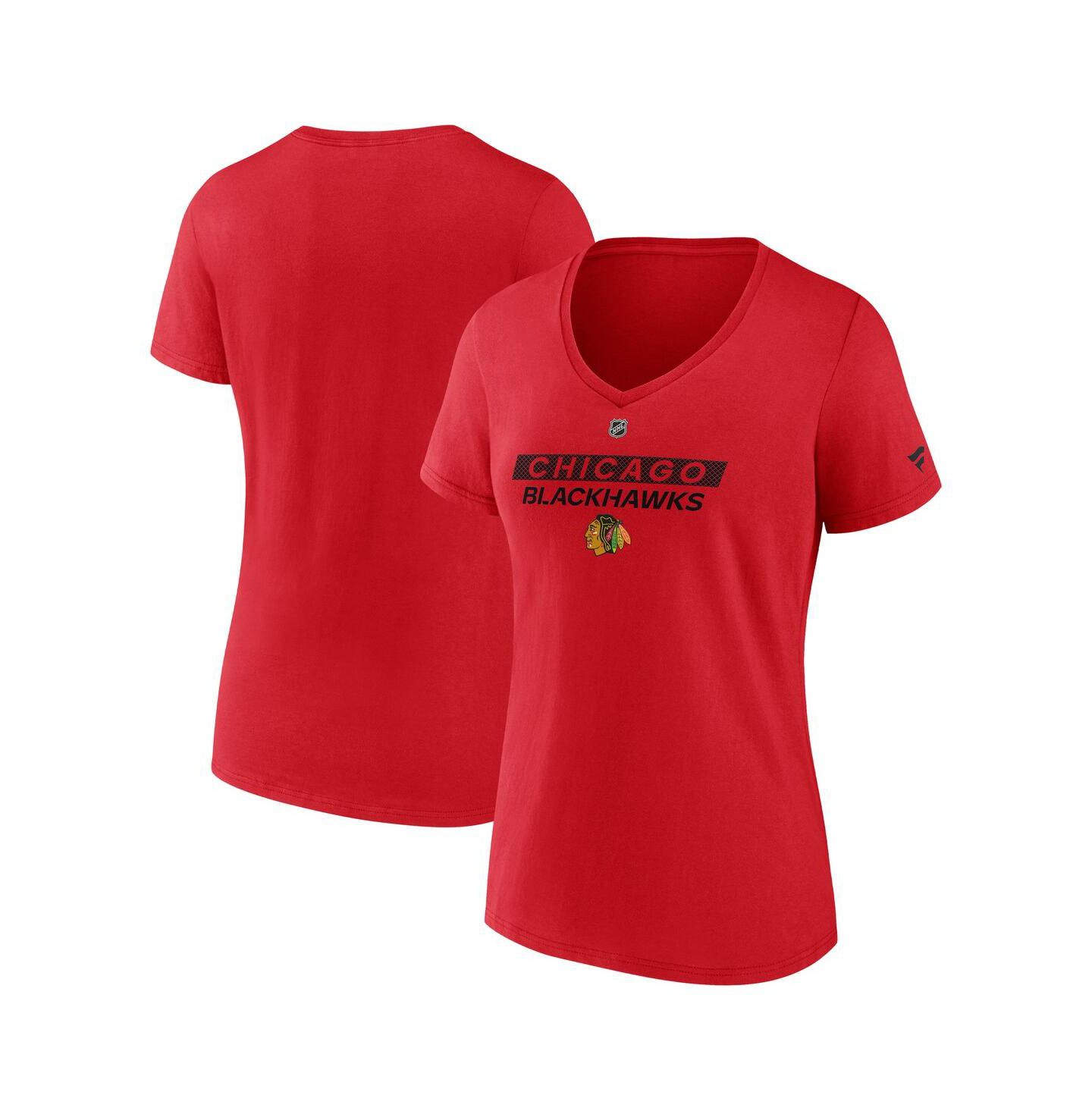 Женская футболка Fanatics Red Chicago Blackhawks Authentic Pro Core Primary V-Neck — фото 1