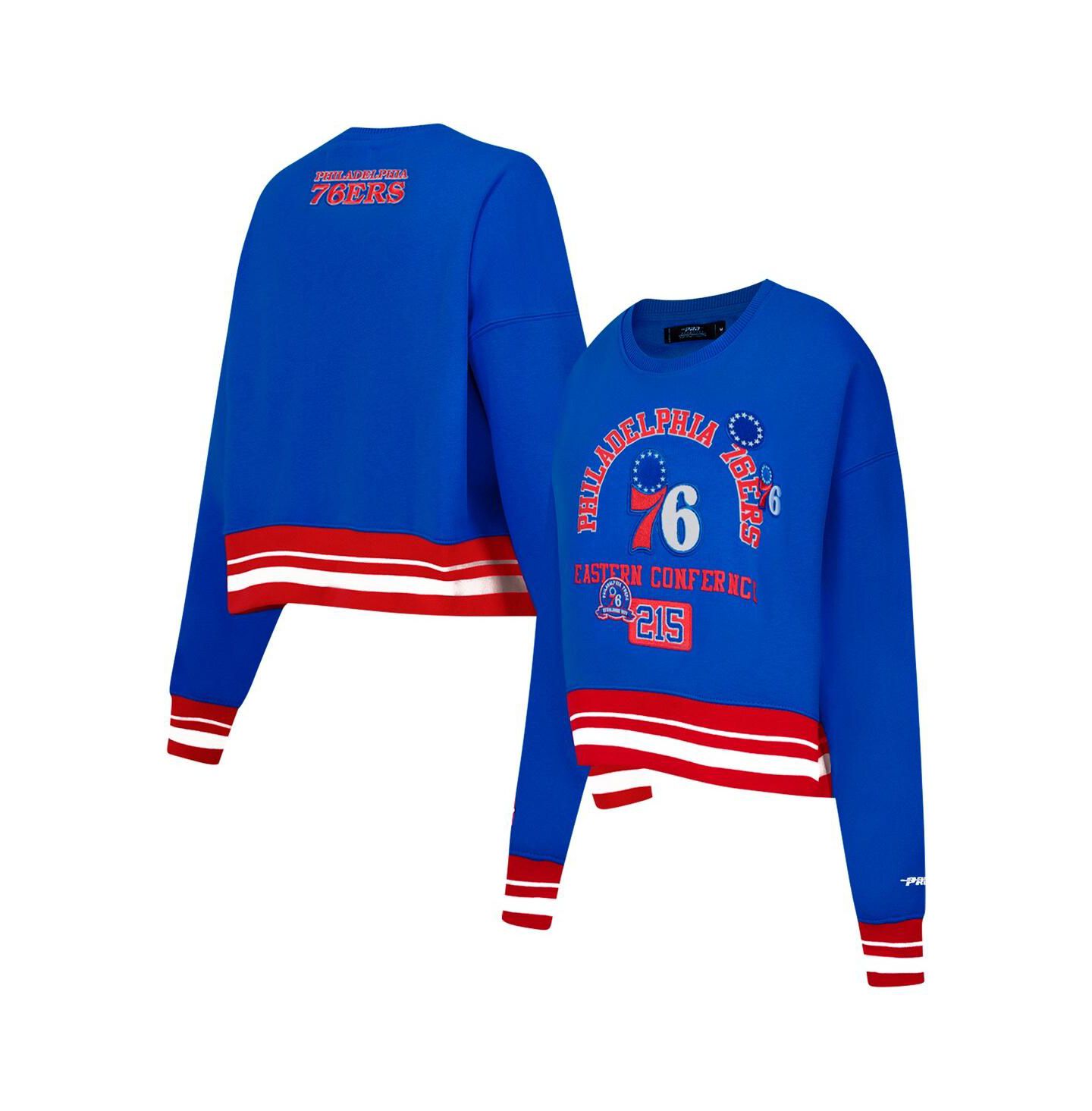 Женский свитшот Pro Standard Royal Philadelphia 76ers Area Code Cropped Pullover — фото 1