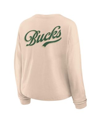 Women's&nbsp;Fanatics Natural Milwaukee Bucks Boxed Out Drop Fashion Long Sleeve T-Shirt