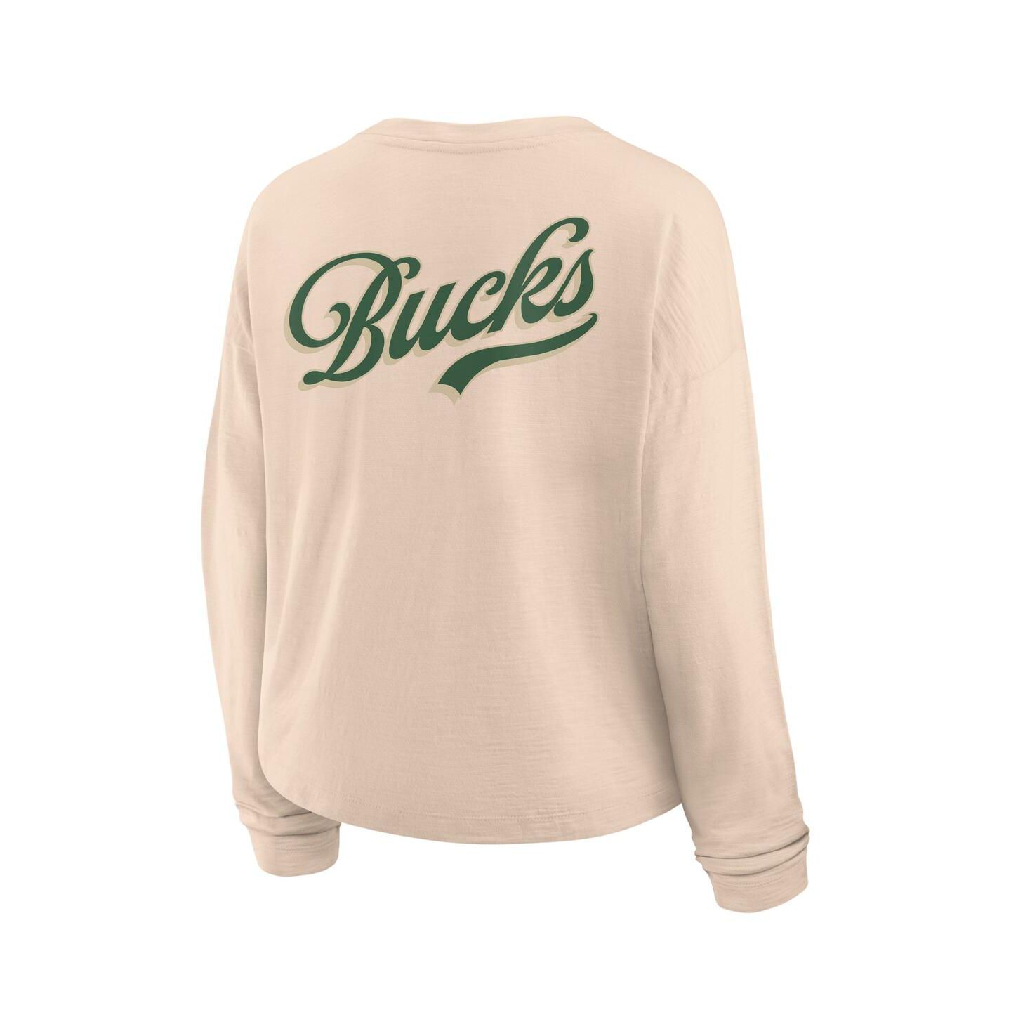 Женская футболка Fanatics Natural Milwaukee Bucks Boxed Out Drop Fashion Long Sleeve — фото 3