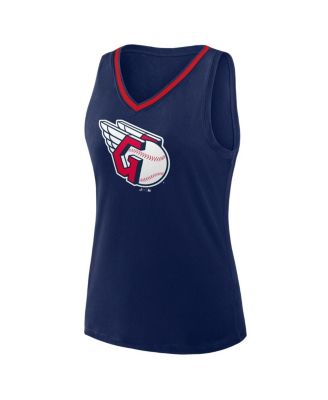 Women's Navy Cleveland Guardians Stellar Win V-Neck Tank Top