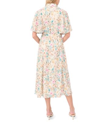 Women's Flutter-Sleeve Princess Seam Button-Up Shirt-Dress