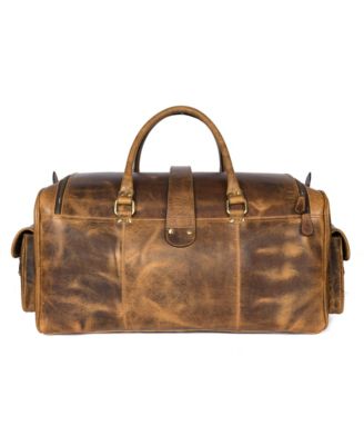 Vintage Brown Leather Travel Duffel Bag