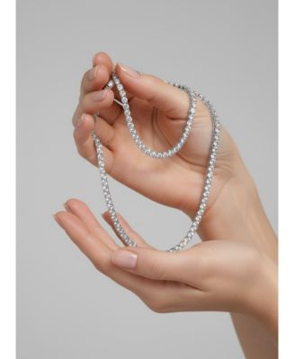 Elegant Sterling Silver 3MM Cubic Zirconia Tennis Necklace