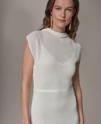 Women's Mock Neck Layered Midi Sweater Dress