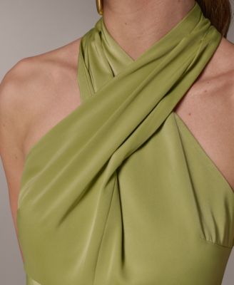 Women's Halter Neck Midi Dress with Empire Line