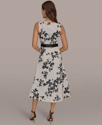 Women's Floral Belted Midi Dress