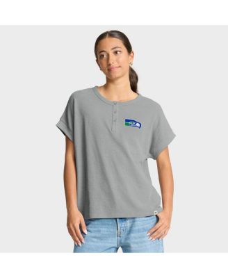Women's Heather Gray Seattle Seahawks Oversized&nbsp;Hometown Premium Henley Shirt