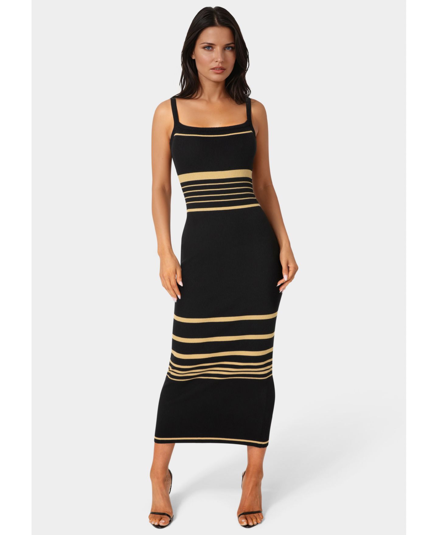 Женское платье Bebe Illusion Sweater Bodycon Maxi, цвет: Чёрный — фото 1