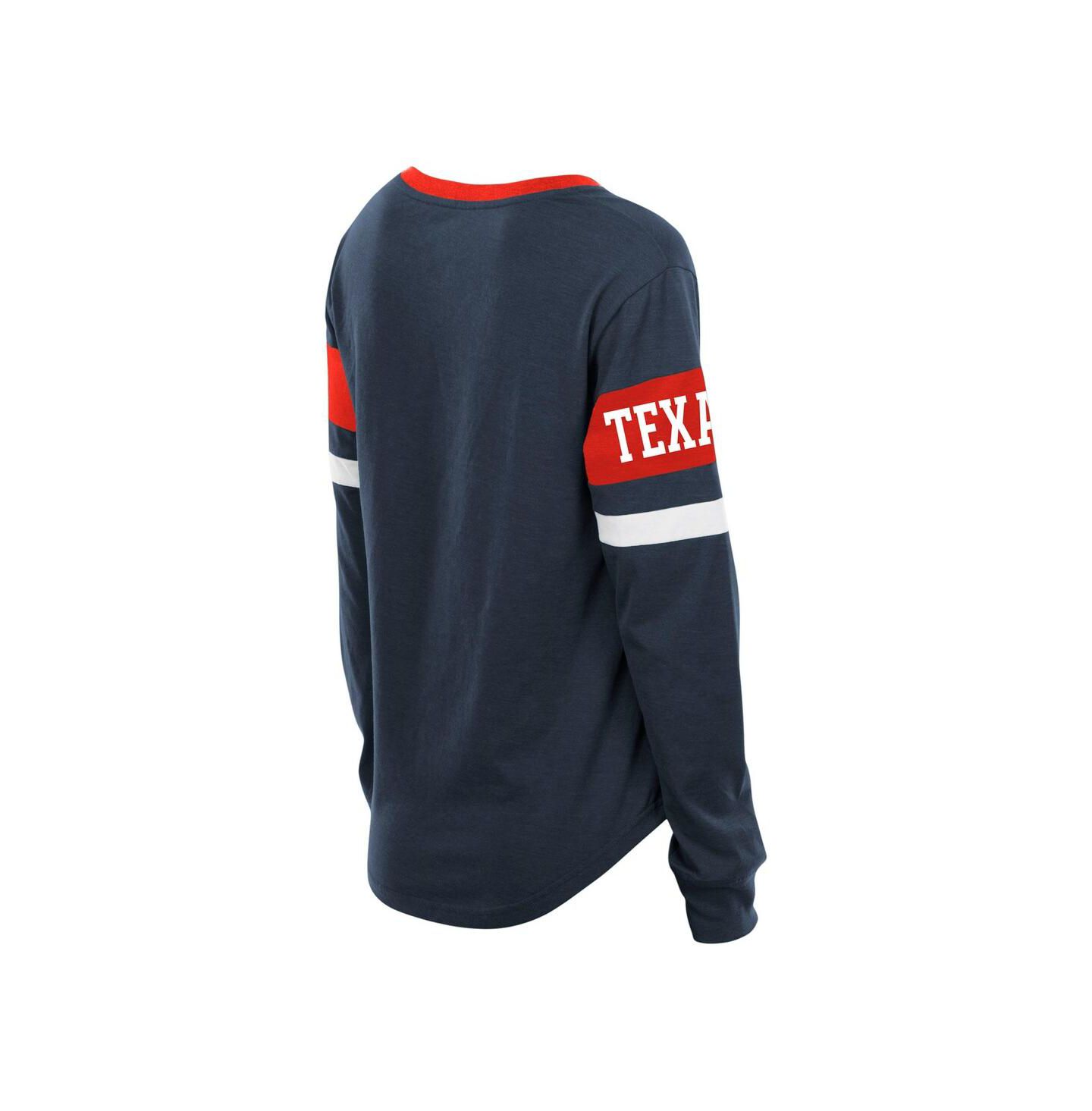 Женская футболка New Era Navy Houston Texans Plus Size Throwback Lace-Up Long Sleeve — фото 3