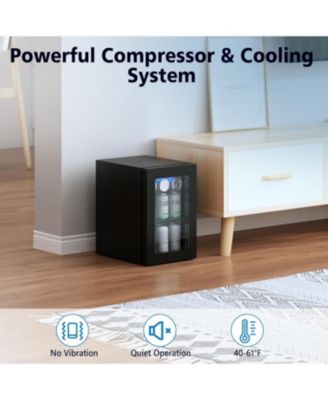 24-Can Beverage Cooler with Glass Door & LED Light