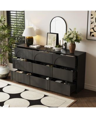 63" 9-Drawer Wooden Dresser with Elegant Design – Bedroom Storage Chest