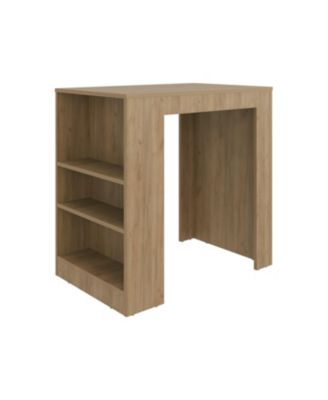 Harlan Kitchen Island, Counter Height Table Top with 3-Side Shelf